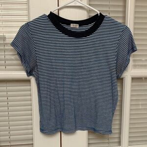 Brandy Melville blue and white Striped Tee